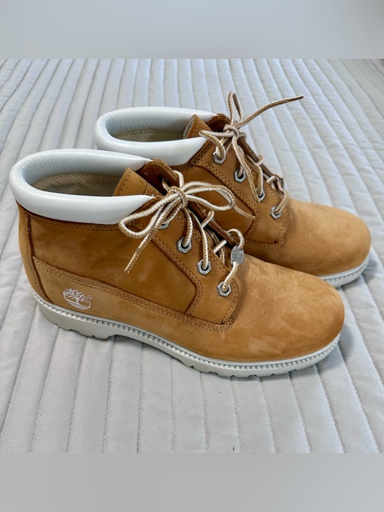 Timberland Shoes - Timberland Women's Nellie Chukka Waterproof Ankle Boots Wheat White Trim 8